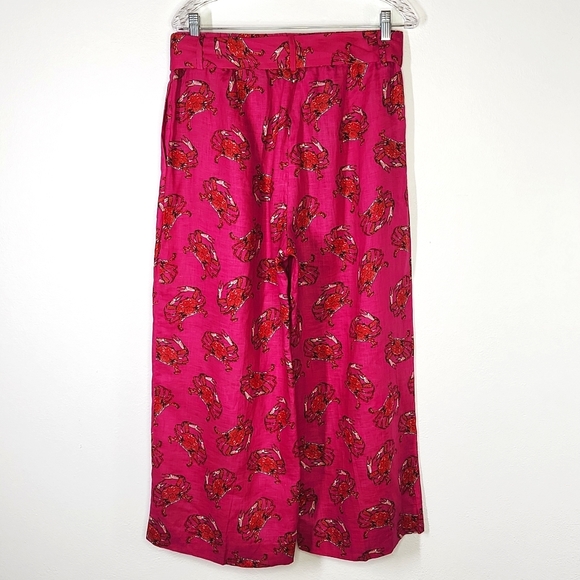 J Crew Womens Tie-waist Linen Pants in Ratti King Crab Print - Picture 3 of 16